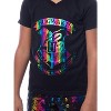 Harry Potter Girls' Rainbow Foil Hogwarts Crest Pajama Jogger Set Multicolor - 3 of 3