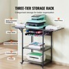 VEVOR Heat Press Table, 3 Tier Movable Heat Press Stand, Foldable Heat Transfer Machine Stand with Wheels and Vinyl Roll Holder, Black&Brown - 3 of 4