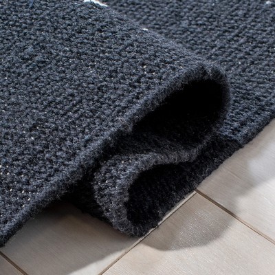 Coastal Charm Black Stripe Hand-Woven Cotton 4'x6' Area Rug