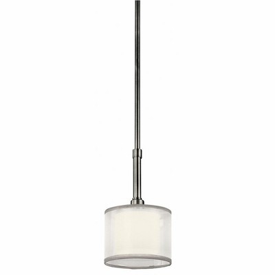 Lacey 10.25" 1 Light Mini Pendant with Satin Etched Cased Opal Inner Diffusers and White Translucent Organza Outer Shade in Antique Pewter
