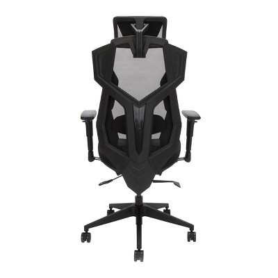Black Mesh Gaming Chair with Lumbar Support and Adjustable Headrest