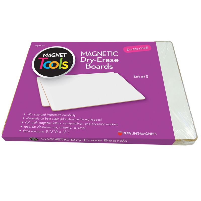 Dowling Magnets® Magnetic Dry Erase Boards, Double-Sided Blank/Blank, Set of 5, 1 of 4