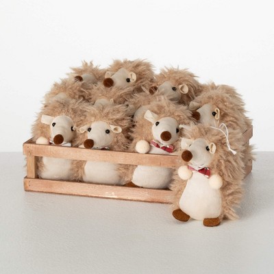 5"H Sullivans Hedgehog Crate Christmas Ornaments Set of 12, Cream, Christmas Tree Decor