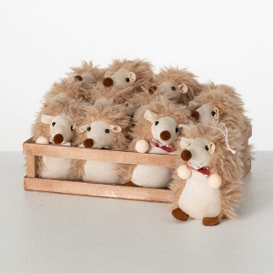 5"H Sullivans Hedgehog Crate Christmas Ornaments Set of 12, Cream, Christmas Tree Decor - 1 of 3