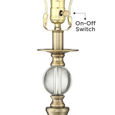 Brass Candlestick Table Lamp with Double Drum Shade