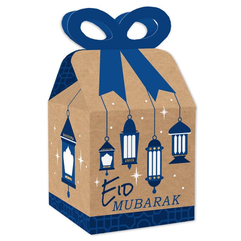 Big Dot of Happiness Eid Mubarak - Square Favor Gift Boxes - Ramadan Party Bow Boxes - Set of 12, 1 of 9