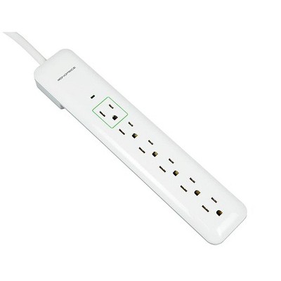 Monoprice Power & Surge - 6 Outlet Slim Surge Protector Power Strip - 3 Feet - - White | Cord UL Rated 540 Joules With Power/Circuit Breaker Switch