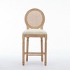DSVIMOY Counter and Bar Stool Set of 2 Classic French Country Solid Wood Rattan Upholstered Design for Dining, Beige, 43.7"*11.61"*17.72" - 2 of 4