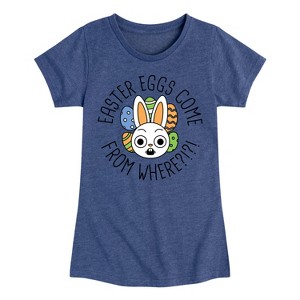 Girls' - Instant Message - Easter Eggs Come From Where Fitted Short Sleeve Graphic T-Shirt - 1 of 4