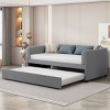 Twin Bed With Ergonomic Design Backrest And Trundle, Upholstered Bed Frame With A Twin Size Trundle, Grounded Bed Modern-Cuddlewood - 2 of 4