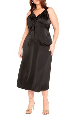 Women's Midi Slip Dress - A New Day™ Black 4X