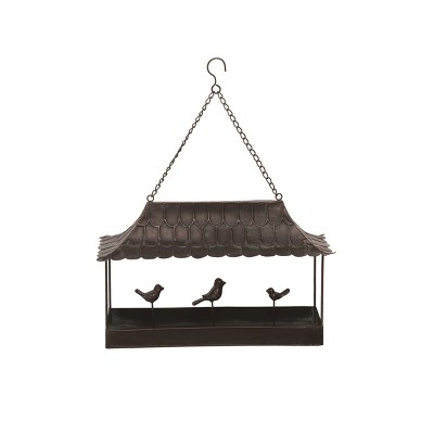 Transpac Metal 24 in. Brown Spring Long Bird Feeder