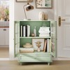 APRILSOUL 36.22"Minimalism Buffet Cabinet with Double Glass Doors and Drawer, Modern Wooden Storage - 2 of 4