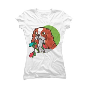 Junior's Design By Humans Super Cute Dog Paws Print Christmas Tree T-Shirt By rasok T-Shirt - 1 of 3
