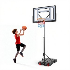 32"/44" Adjustable Kids Basketball Hoop, Height Adjustable Basketball Hoop, Portable Backboard System with Wheels & Stable Base - 1 of 4