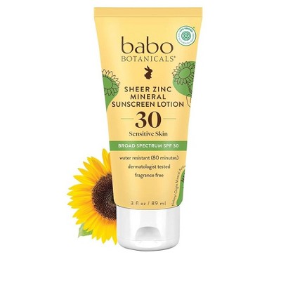 Babo Botanicals Fragrance Free Clear Zinc Sunscreen Spf 30, 3 Oz