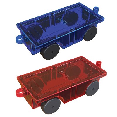 PICASSO-TILES 2 Piece Magnetic Tiles Car Set, Building Blocks Toy for Kids