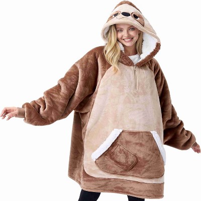 Joyfy Adults  Wearable Blanket Hoodie for Women Men Giant Pocket Sleeves FlaWarm Oversized hoodie Fleece Winter Sweatshirt Blanket Birthday Gift