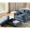 Single Chaise Lounge Sofa with Storage Ottoman, Sofa with Charging Port and Side Pockets, Chenille Fabric Sofa with Cushion-Coolbibila - 2 of 4