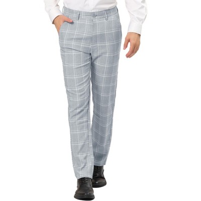 Lars Amadeus Men's Plaid Dress Pants Regular Fit Flat Front Prom