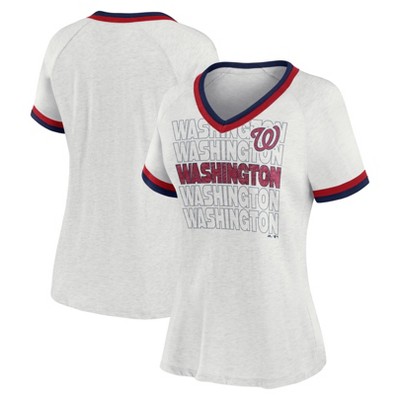 MLB WASHINGTON NATIONALS women's v-neck t-shirt, red, LARGE