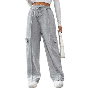 Coolmee Womens Sweatpants Wide Leg Cargo Barrel Baggy Pants Joggers Fall Clothes Work Travel Outfits with Pockets - 1 of 4
