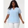 Agnes Orinda Women's Plus Size Pin Dots Notched V-Neck Dressy Trendy Fashion Casual Summer Blouses - 4 of 4
