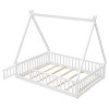 Dolonm Full Kid Floor Bed with Guardrails & Door, Pine Wood 78.2"L x 61.7"W x 71.8"H,White - 2 of 4