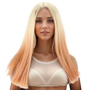 Unique Bargains Women's Straight Long Hair Wig High Temperature Fiber Gradient Orange 1 Pc - 1 of 4