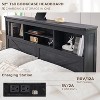 SinCiDo Farmhouse Queen Wood Bed Frame, 52" Tall Headboard with 4 Storage Drawers, LED Light & Charging Station, No Box Spring Needed - 4 of 4