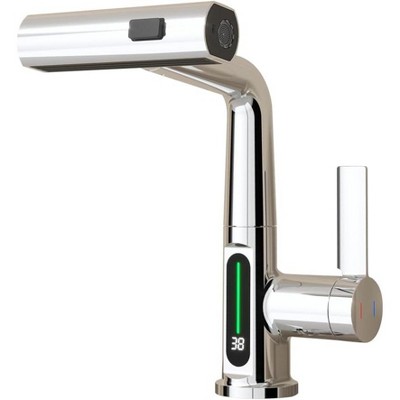 ONWITH Pull-Out Lift LED Temperature Digital Display Bathroom Basin Faucet