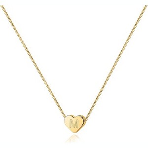 Adjustable 14K Gold Heart Choker - Personalized Letter Necklace - 1 of 4