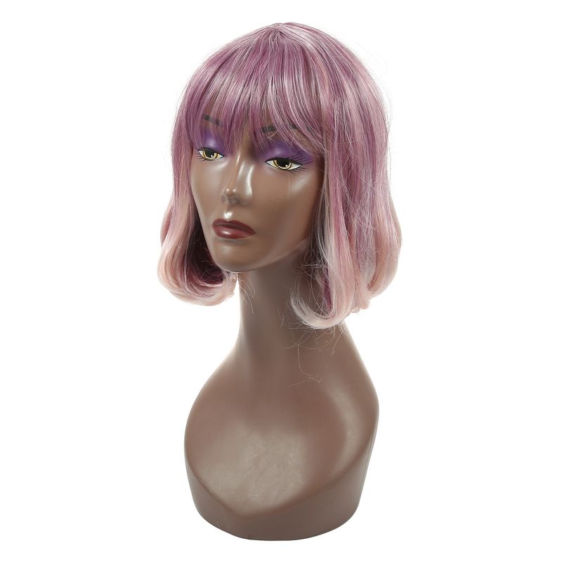 Unique Bargains Curly Women's Wigs 12" Pink with Wig Cap Synthetic Fibre, 2 of 7