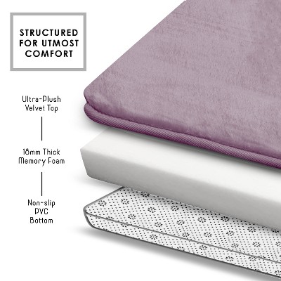 Dusty Purple Velvet Memory Foam Non-Slip Bathroom Rug Set