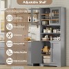 Tall Bathroom Cabinet, Freestanding Storage Cabinet with Glass Doors and Adjustable Shelves, Modern Cupboard for Kitchen, Pantry, Living Room - 4 of 4