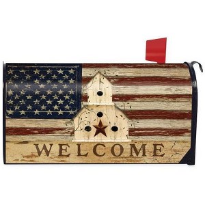 Americana Welcome Primitive Mailbox Cover Patriotic Birdhouse Briarwood Lane - 1 of 3