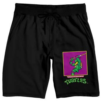 TMNT Donatello Classic Retro Character Men's Black Sleep Pajama Shorts