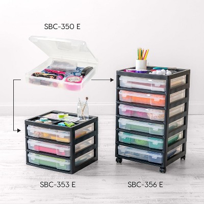 Black and Clear Plastic 3-Tier Scrapbook Storage Unit with Organizer Top