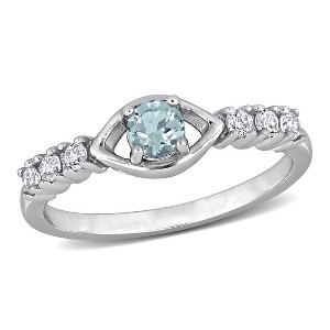 EVERLY JEWELRY | Sterling Silver 1/3 CT TGW Blue Topaz and Created White Sapphire Fashion Ring - 1 of 4