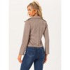 Allegra K Women's Faux Suede Lapel Collar Moto Biker Jacket - 3 of 4