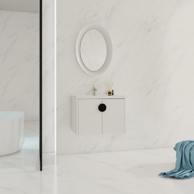 Vynxaria 28-Inch Soft Close Bathroom Vanity with Sink ¨C Ideal for Compact Bathrooms (KD-Packing)