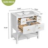 PAGED 30" Bathroom Vanity with Ceramic Sink,Bathroom Sink Cabinet  with 5 Drawers for Bathroom - 3 of 4