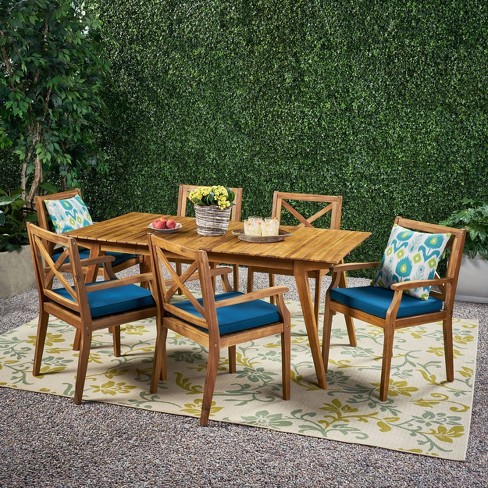 Mesa 7pc Acacia Wood Patio Dining Set Christopher Knight Home