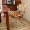 FONTOI Dining Chairs Set of 2, Rattan Side Accent Chairs with Chrome Legs, Fauex Leather Dining Chairs for Kitchen, Brown, 17.5"*33.1"*20.9" - 4 of 4