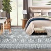 9x12 Dark Gray Geometric Rug - Large washable distressed low-pile carpet with stain protection - 2 of 4