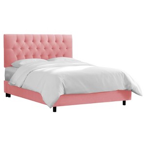 King Edwardian Microsuede Tufted Bed Premier Light Pink - Skyline Furniture