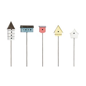 Transpac Mini Metal Birdhouse Pick S/5 Home Decorations Spring - 1 of 2