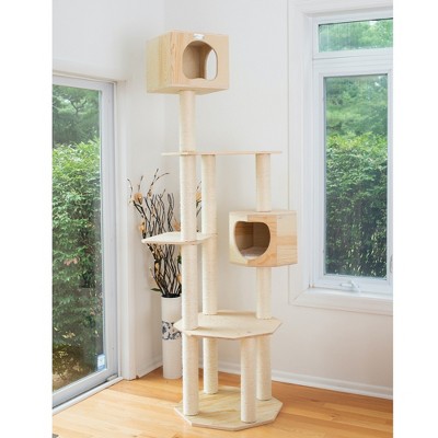 85'' Natural Scots Pine and Sisal Cat Tree with Playhouses