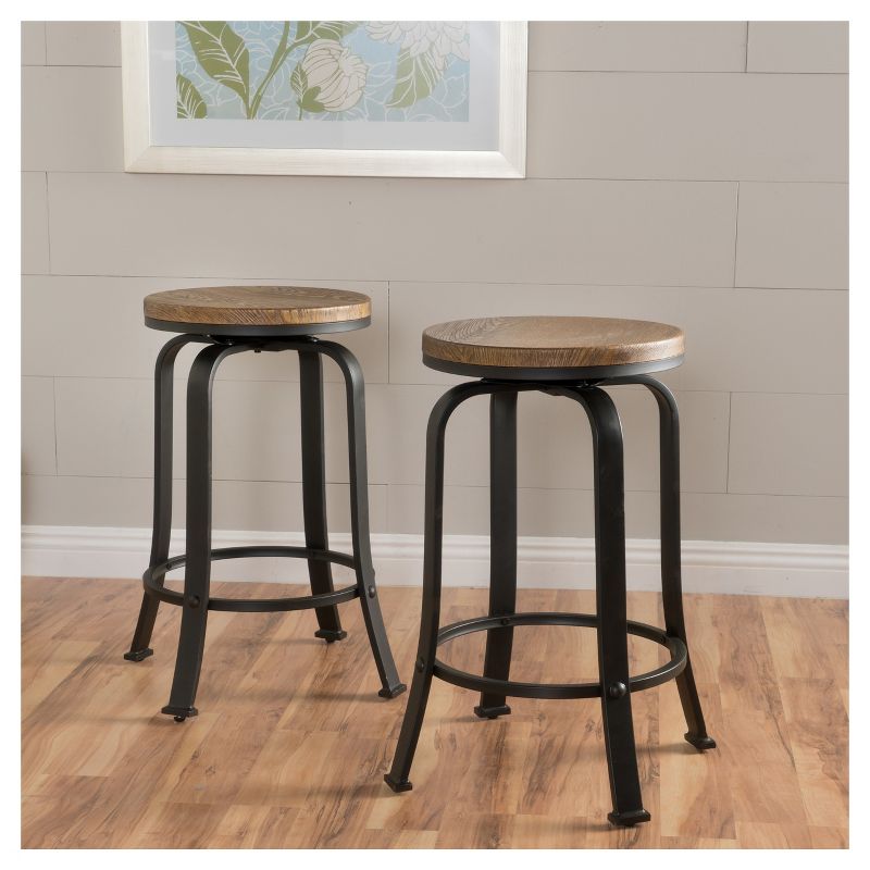 Set of 2 Skyla Rotating Counter Height Barstool Natural - Christopher Knight Home, 3 of 6