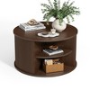 Round Fluted Coffee Table with Large Storage, Mid-Century Style, Sliding Tambour Door for Living Room - 4 of 4